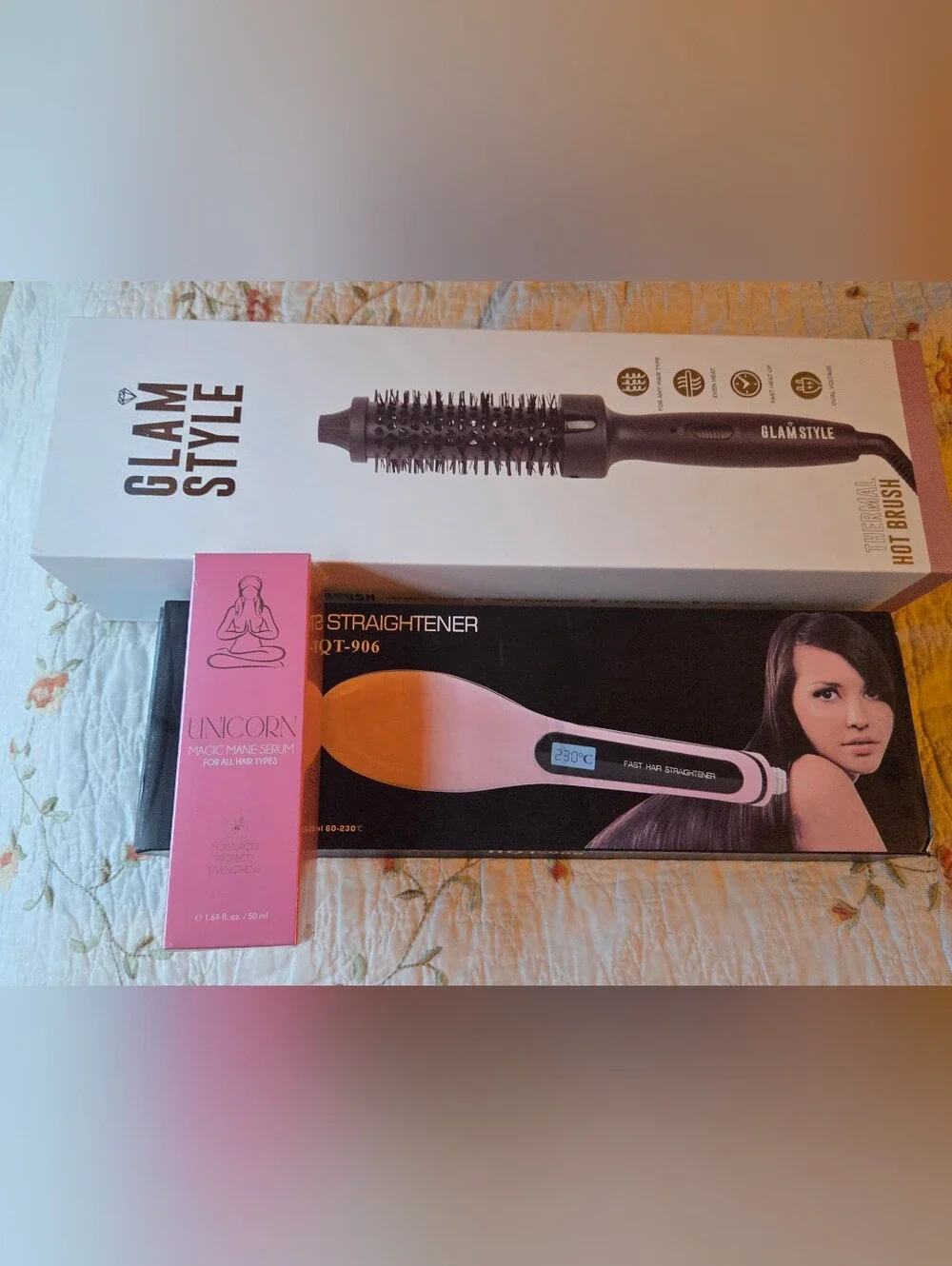 LOT Of Styling Tools With Karma Beauty Unicorn Hair Oil For Great Hair Days! NIB